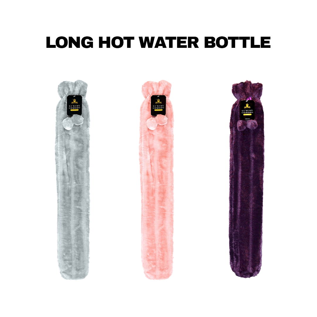Hot Water Bottle With Cover - Long Hot Water Bottle With Fluffy Cover 2 Litre Extra Long
