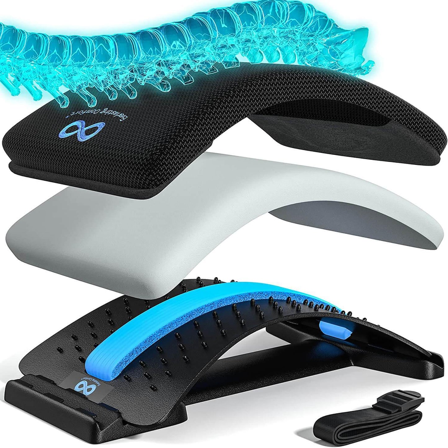 Back Stretcher Posture Corrector - Back Pain & Tension Relief Lower Lumbar Massage