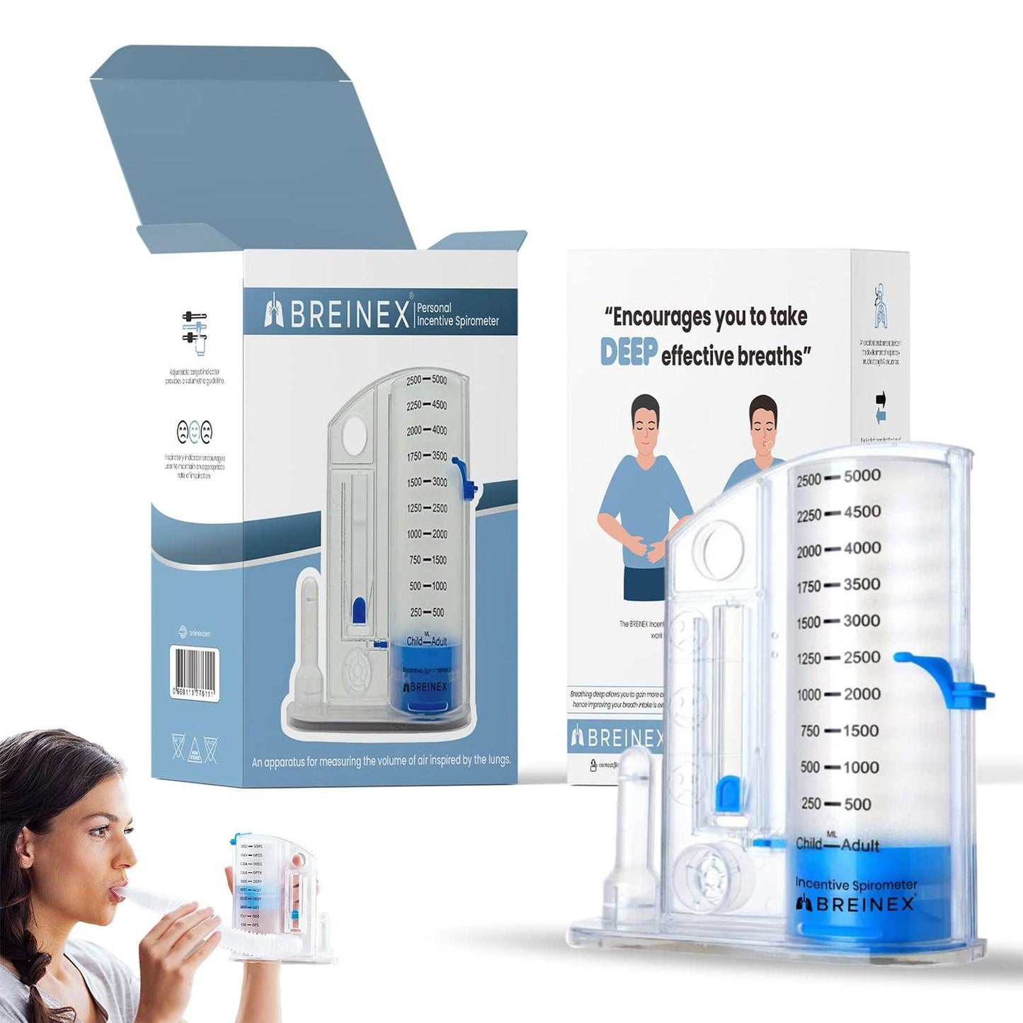 Lung Strengthening Device - Incentive Spirometer Breathing Exerciser Lung Function Deep Breath Trainer