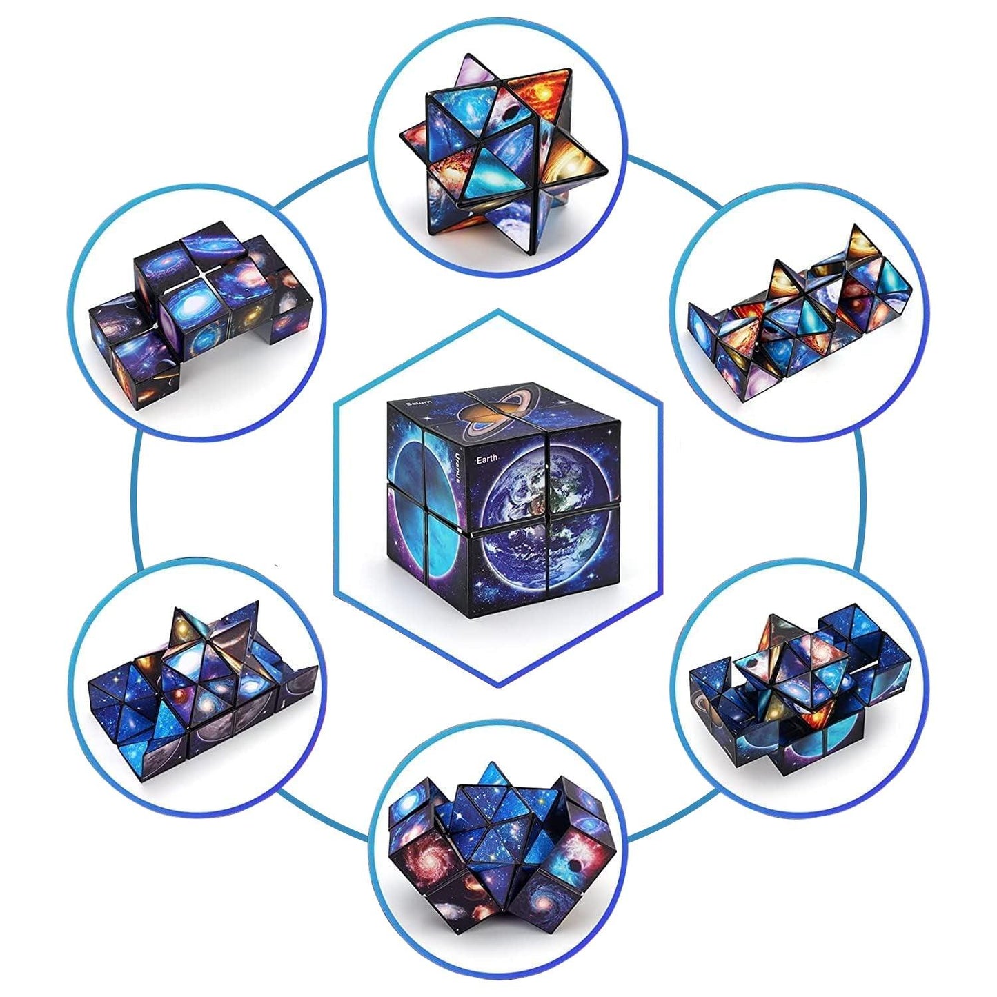 Changeable Magnetic Magic Cube - 3D Hand Flip Puzzle Anti Stress Gift Toys