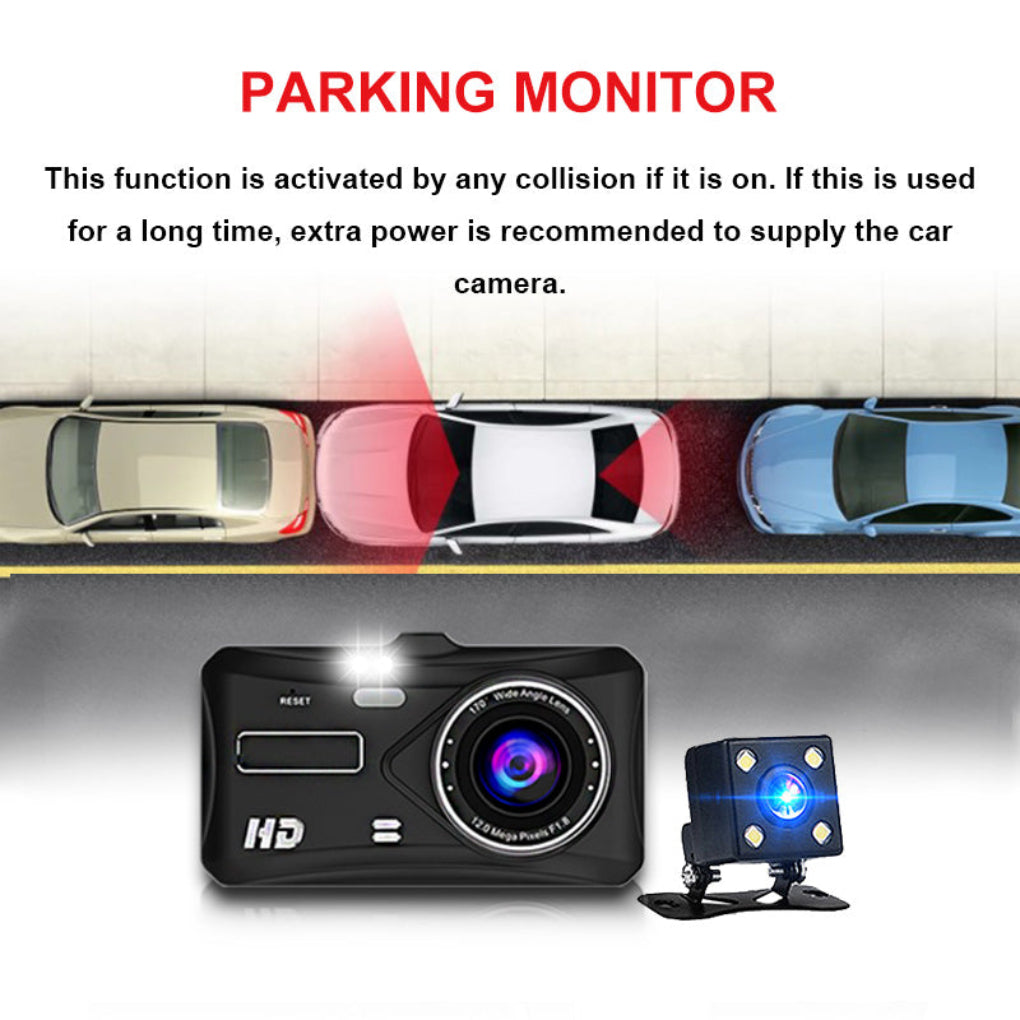 Wireless Dual Dash Camera – Front & Rear 1080P HD with Night Vision & Loop Recording