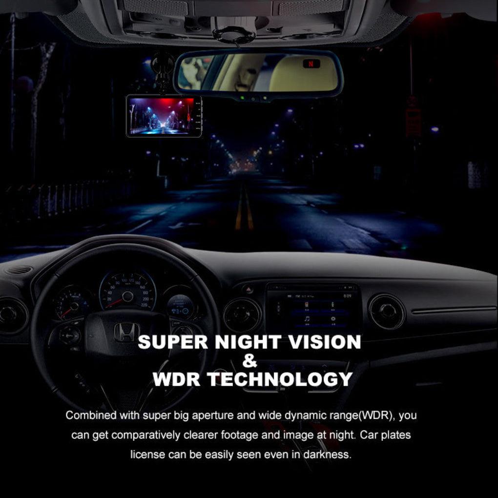 Wireless Dual Dash Camera – Front & Rear 1080P HD with Night Vision & Loop Recording