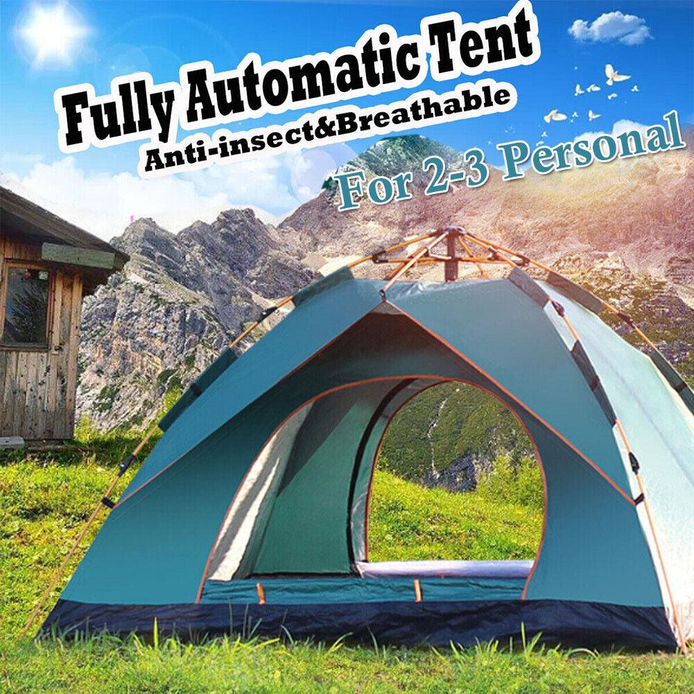 Automatic Pop-up Tent - 2-3 Man Instant Double Layer Pop up Camping Tent Waterproof Outdoor UK