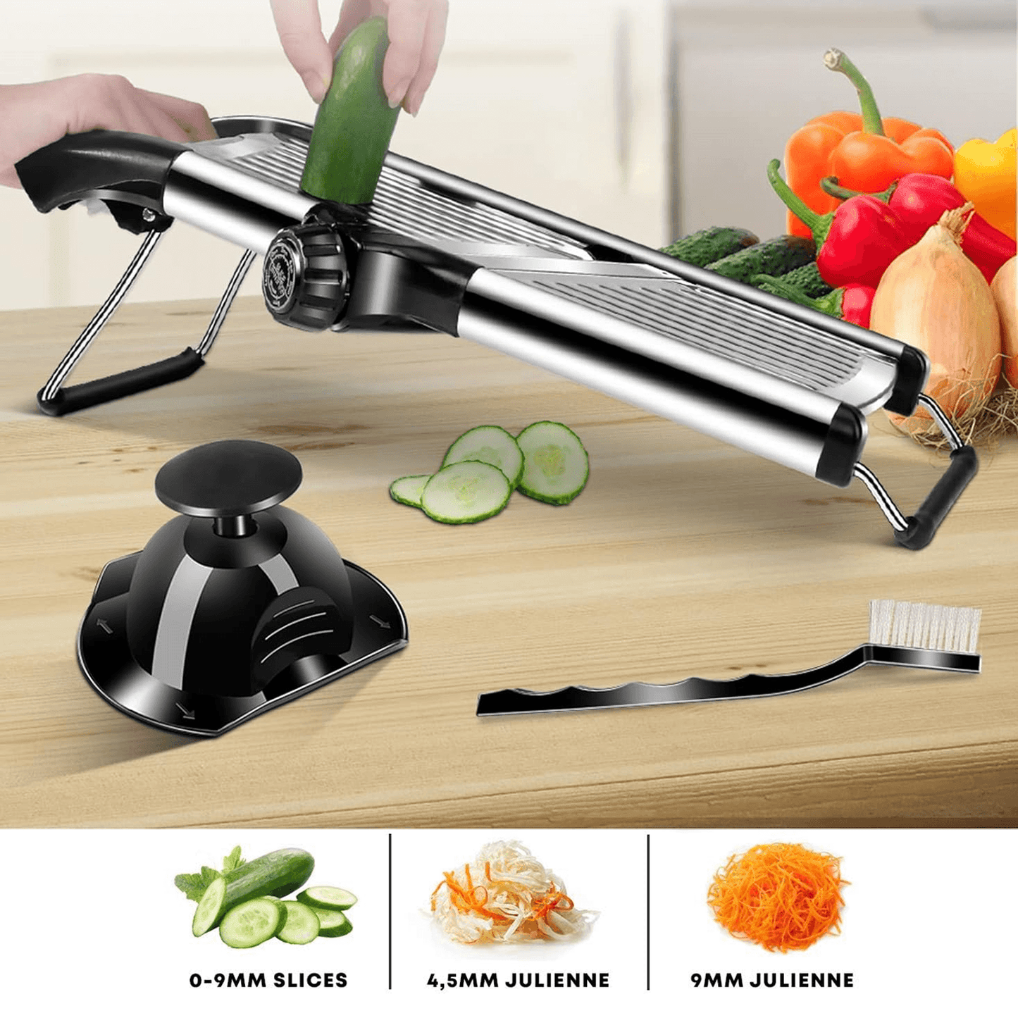 Kitchen Mandoline Slicer – Professional Food Cutter Fruit Vegetable Chopper Grater Tool
