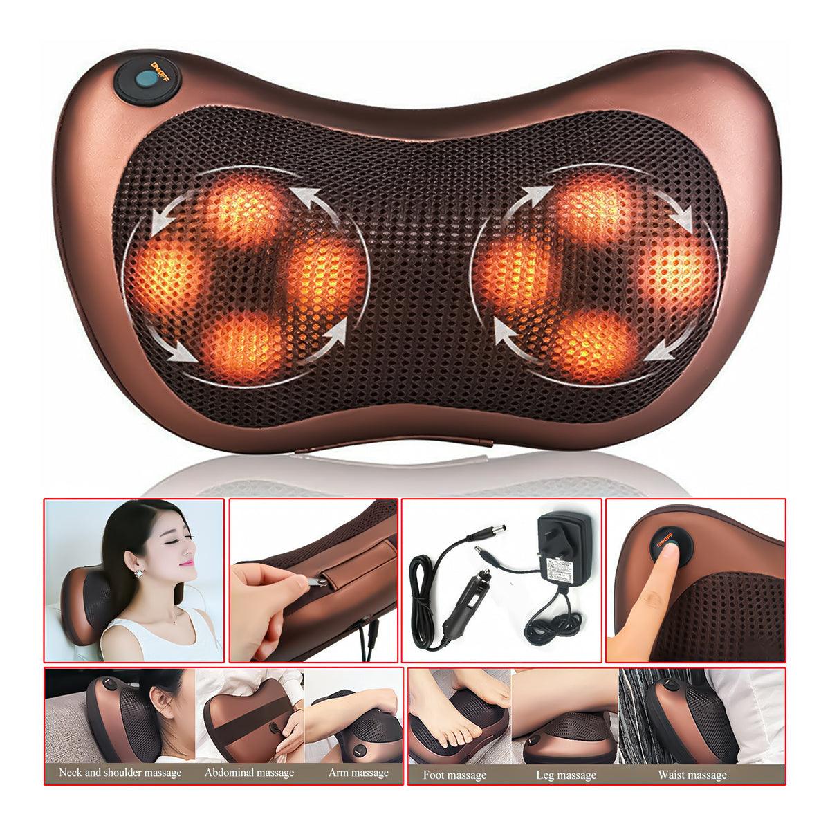 Best Neck Massager UK - Electric Massage Pillow Neck Back Full Body Lumbar Heat Support Cushion