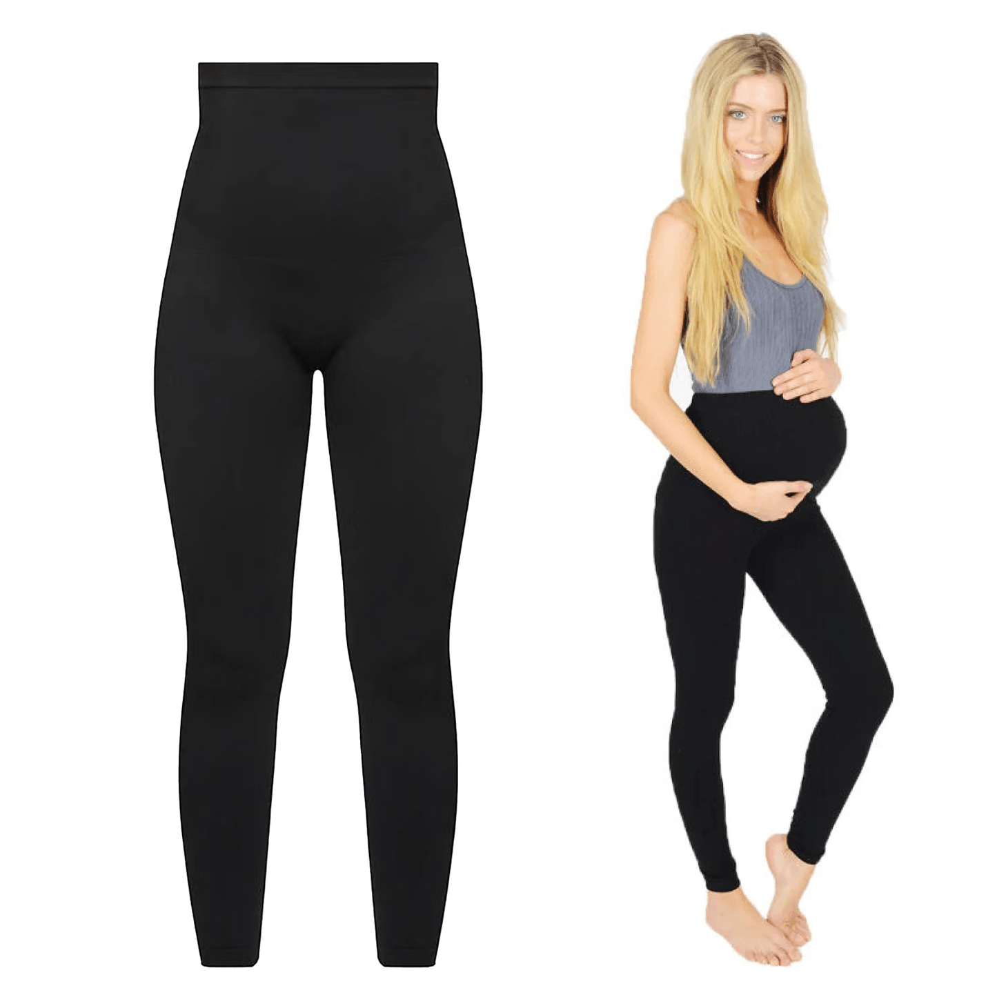 Fleece Lined Maternity Leggings - Mom Thick Leggings Soft Warm Full Length Cotton Pregnancy Pants