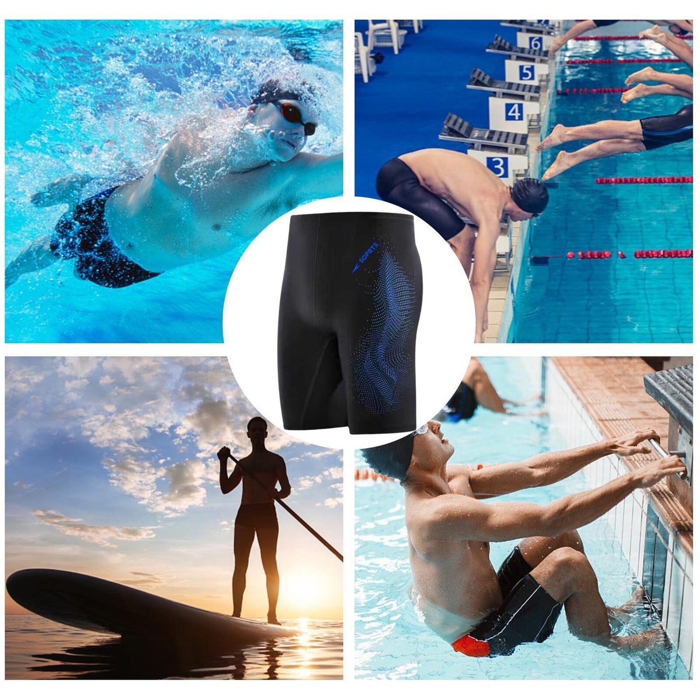 Swimming Jammers for Men -  Racing and Training Swimsuit Men's Swimwear Swim Trunks Durable Swimwear