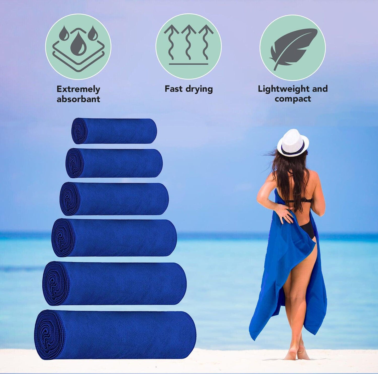 Eono Microfiber Towel - Perfect Fast Drying Towel for Sports Travel Swimming Beach & Camping