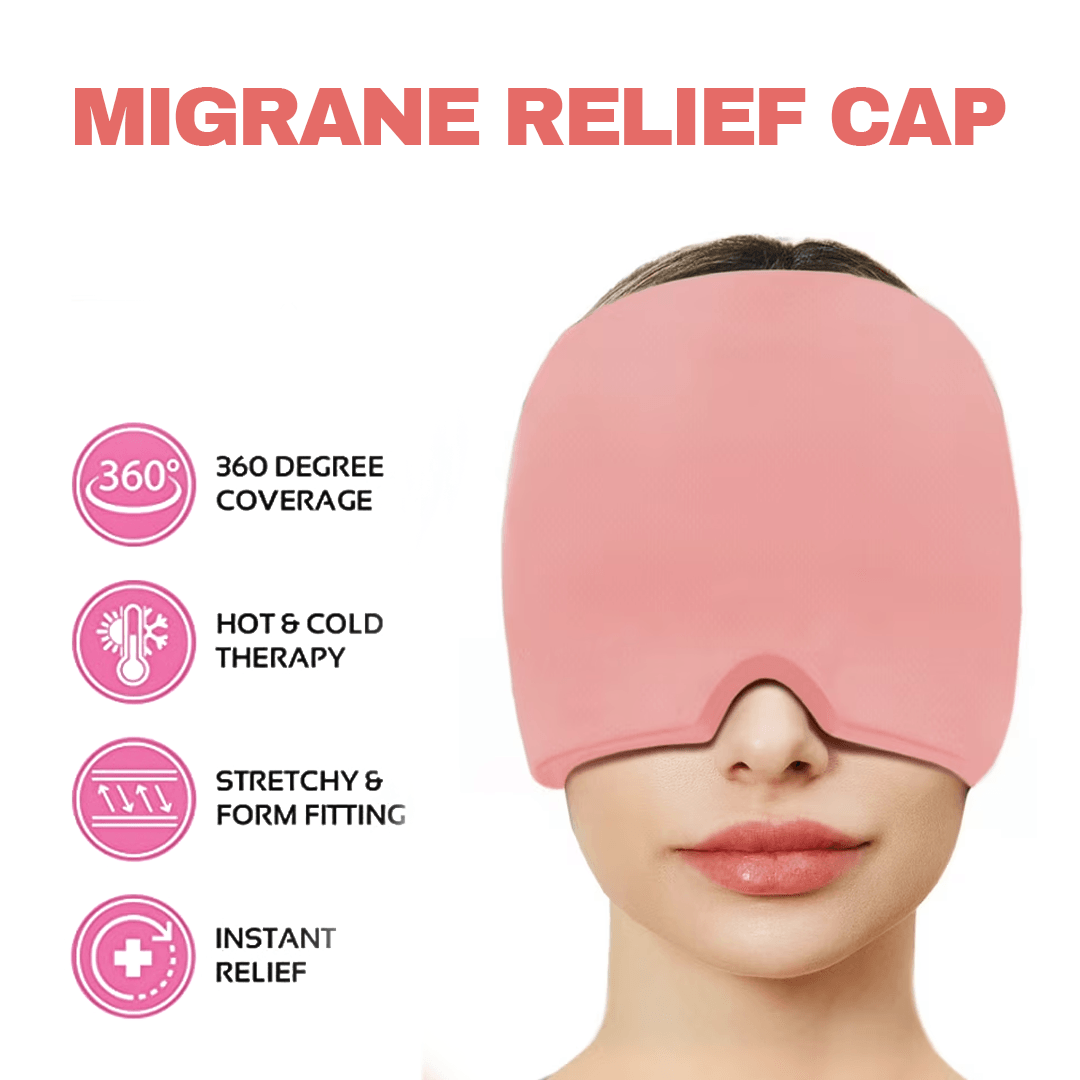 Headache and Migraine Relief Cap - Ice Mask or Hat for Migraines Tension Relief Dark and Cool Cap