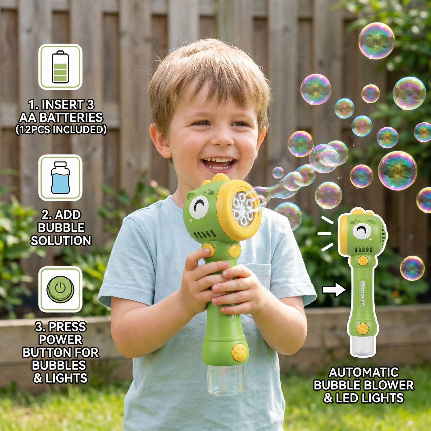 Light-Up Bubble Wand for Kids – Automatic Bubble Maker