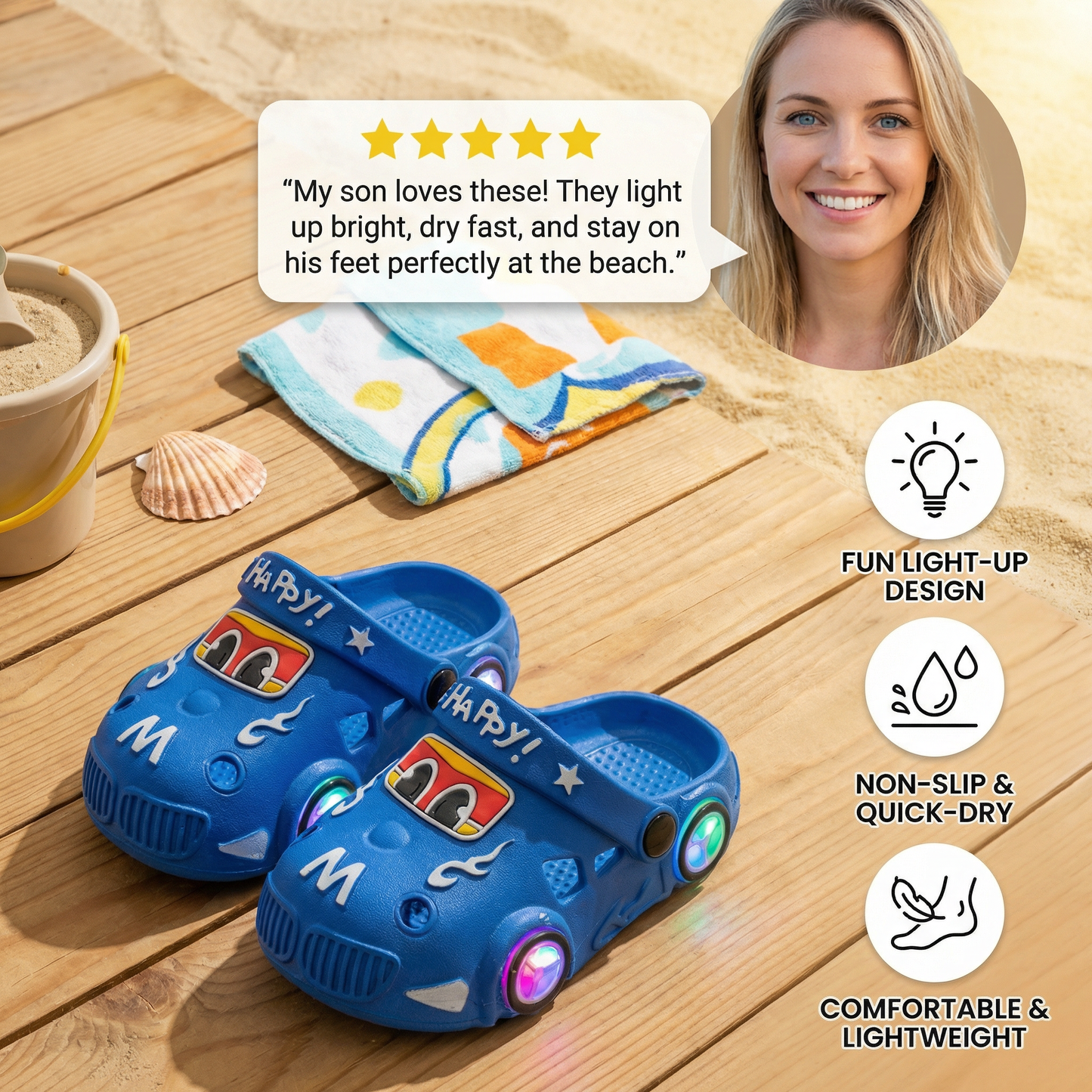 Light-Up Car Kids Slides – Non-Slip Bath Slippers