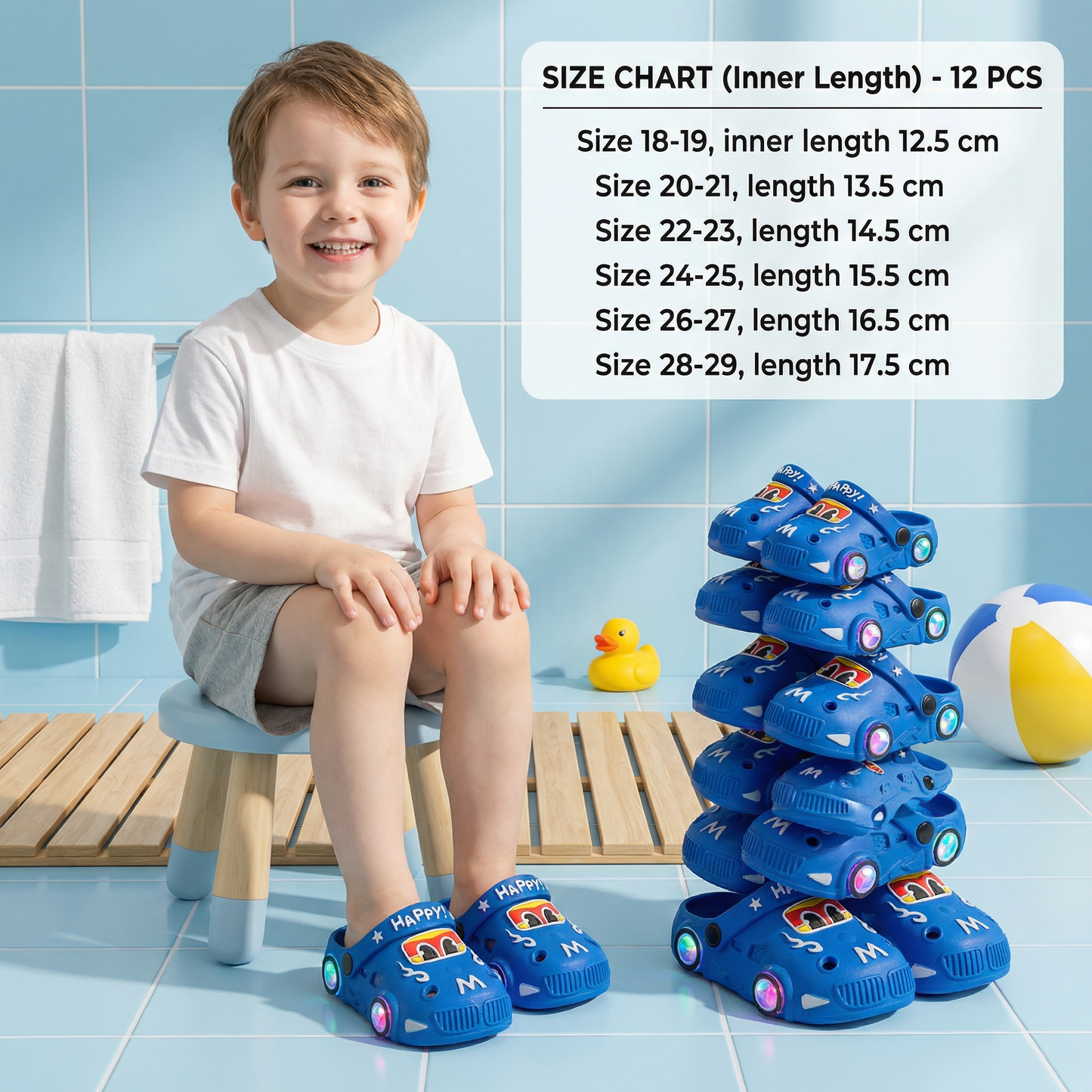 Light-Up Car Kids Slides – Non-Slip Bath Slippers