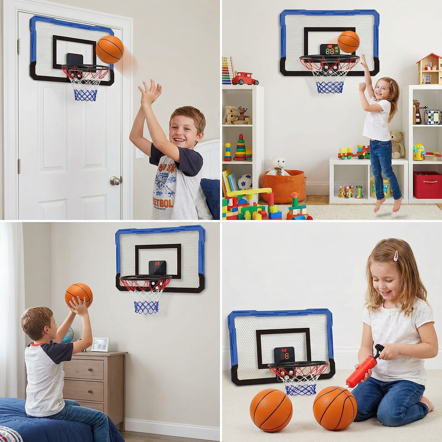 Mini Basketball Hoop for Kids – Wall & Door Mount Set