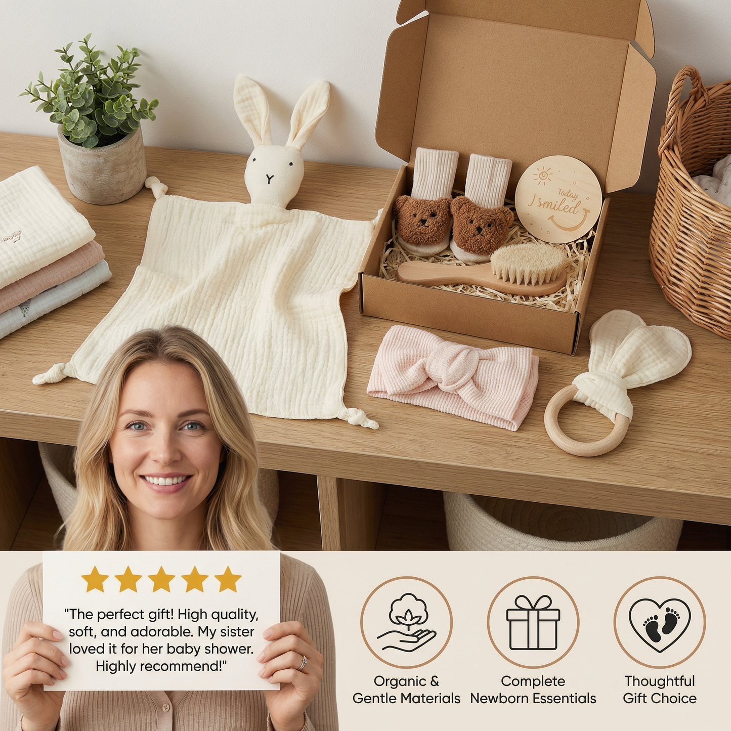 6-Piece Newborn Gift Box Set – Baby Essentials Starter Kit
