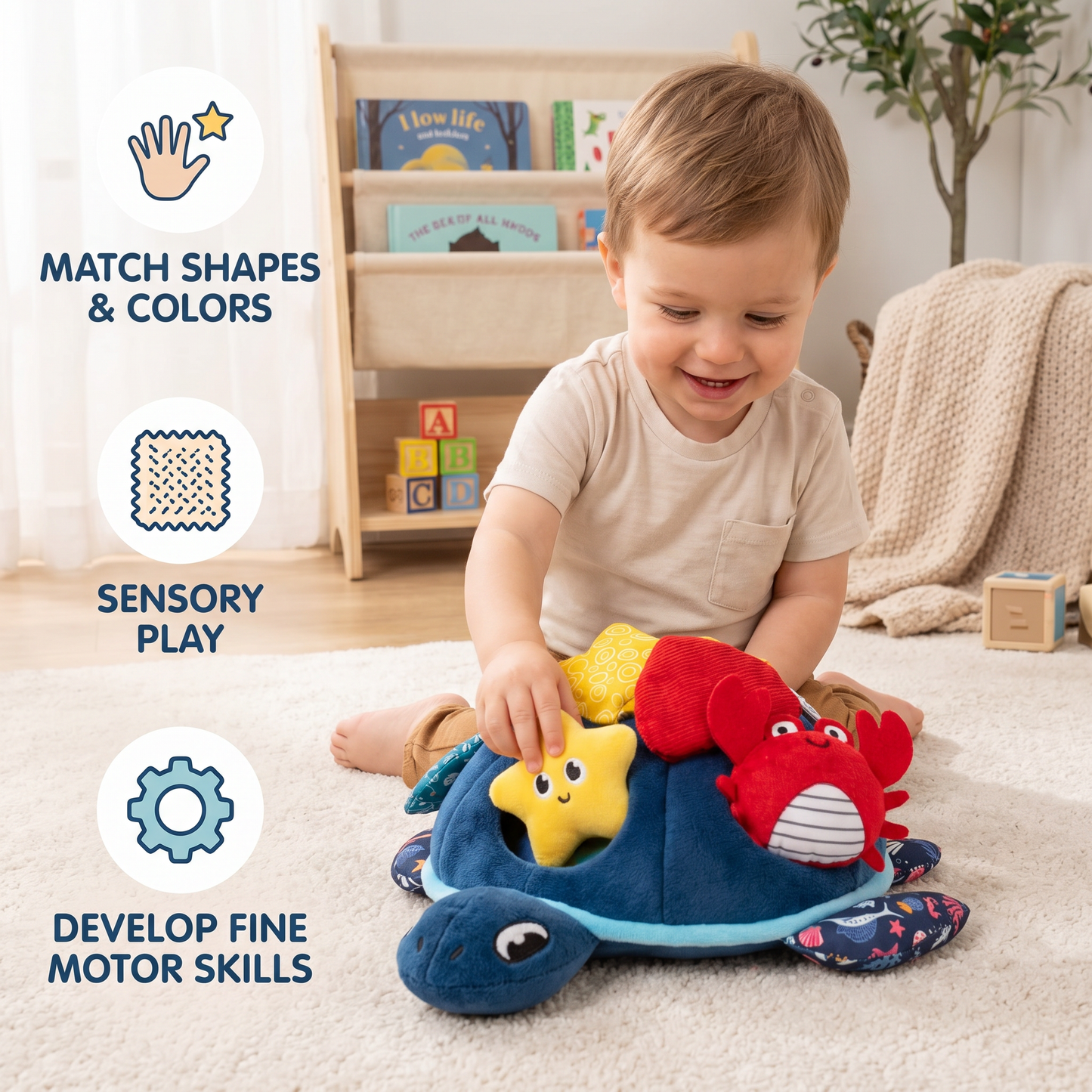 Montessori Turtle Activity Toy – Soft Sensory Play for Kids
