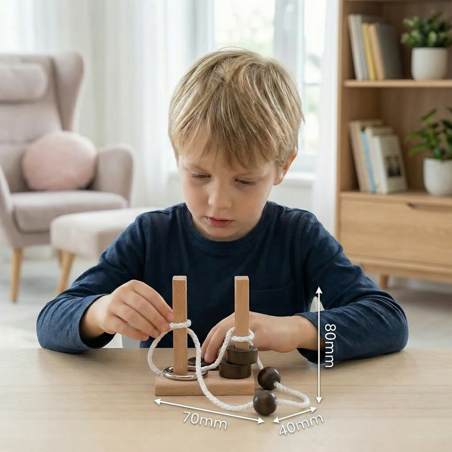 Handmade Wooden Rope Brain Teaser – Logic Puzzle Game for the Whole Family