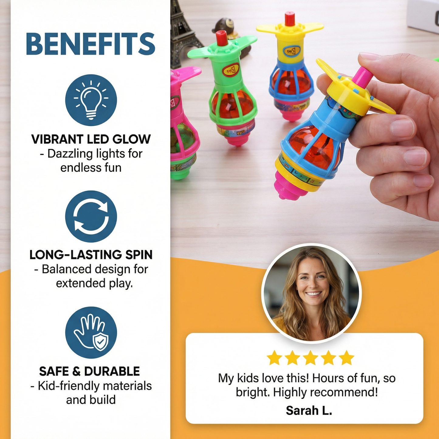 Glow LED Spinning Top – Fun Light-Up Toy for Kids