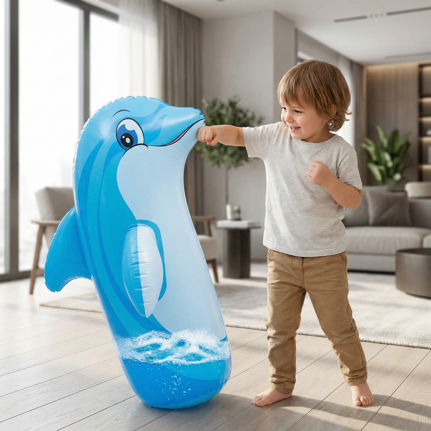 Kids Inflatable Punching Bag – Animal Design with Water-Filled Base