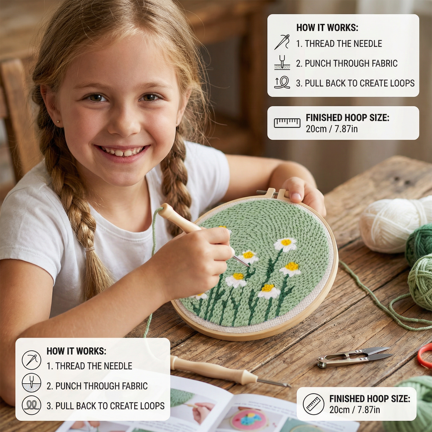 Punch Needle Embroidery Starter Kit – Beginner DIY Set with Beautiful Patterns