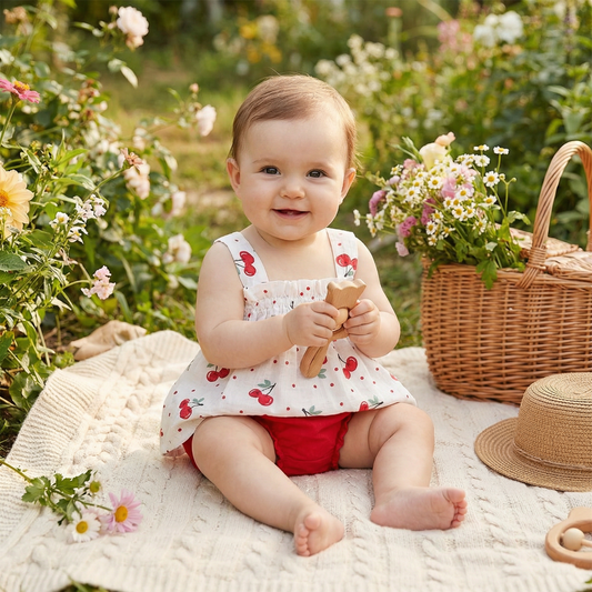Summer 2-Piece Baby Girl Outfit – Plaid Strap Dress with Matching Bloomers