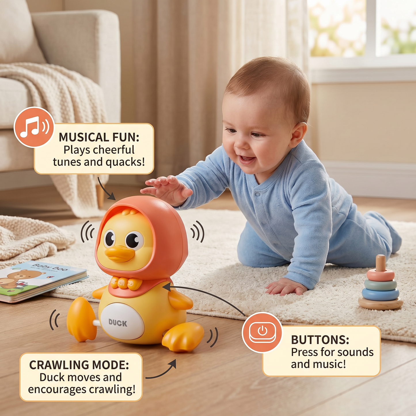 Musical Duck Family Crawling & Learning Toy for Babies