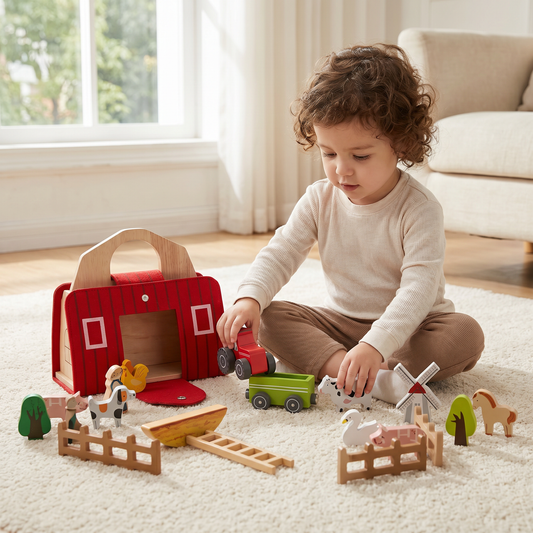 Montessori Wooden & Felt Farm Travel Toy – Perfect for On-the-Go Play