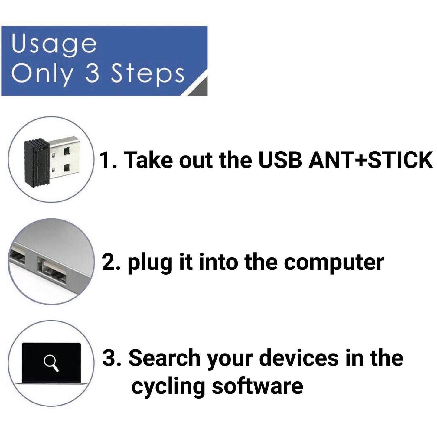 Bluetooth Dongle USB - ANT+ USB Dongle Stick Receiver Mini Dongle for Zwift, Garmin, Wahoo, Tacx, BKOOL, TrainerRoad, Turbo Trainers