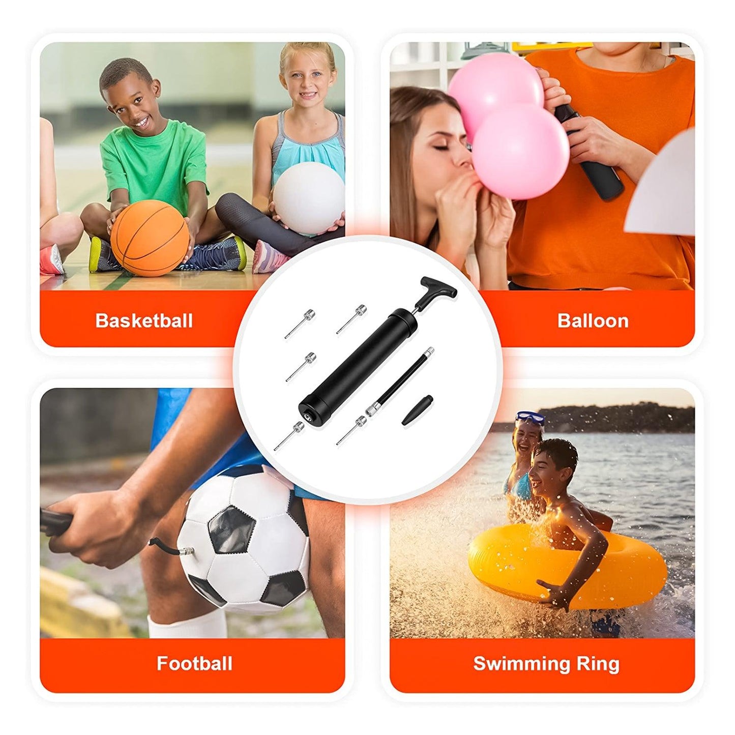 T-Handle Pumper - BLACK Sports Ball Pump Tyre Football T-Handle Pumper Air Mini Bicycle Inflating