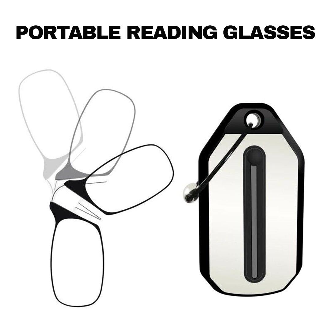 Nose Clip Glasses -  Portable Reading Glasses Rimless Wallet Key Chain Magnifying