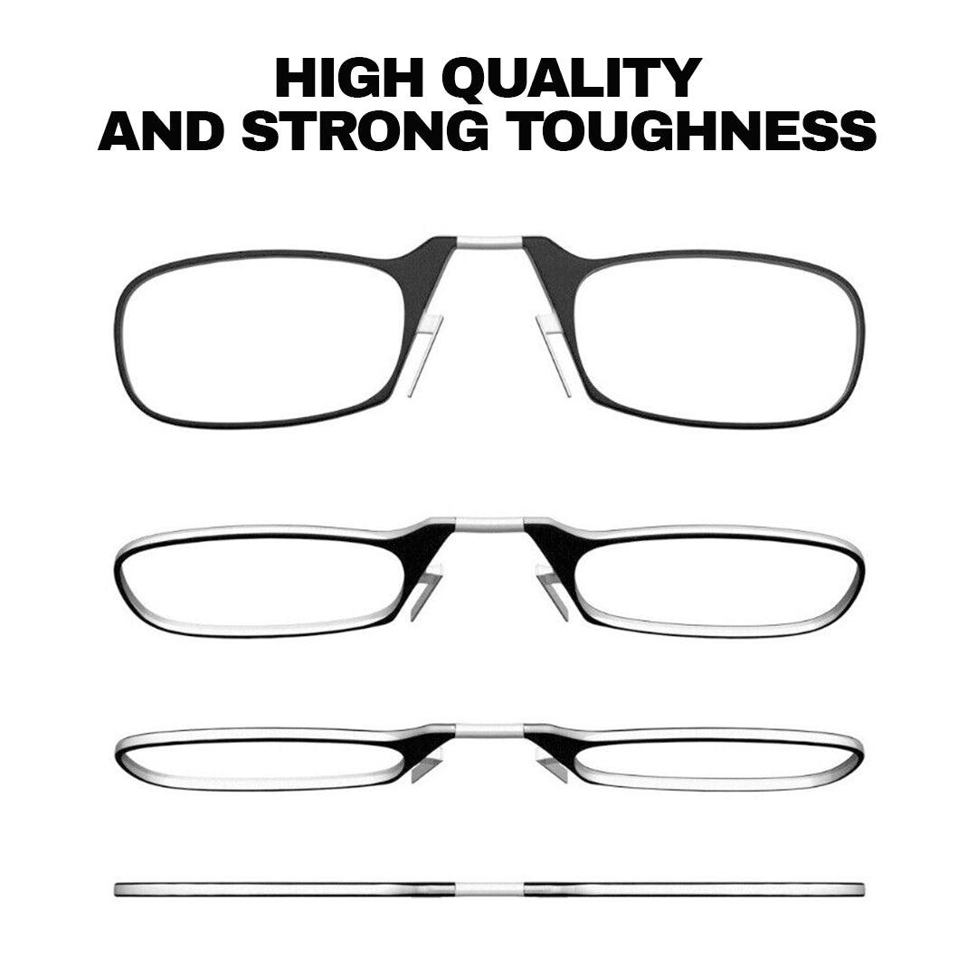 Nose Clip Glasses -  Portable Reading Glasses Rimless Wallet Key Chain Magnifying