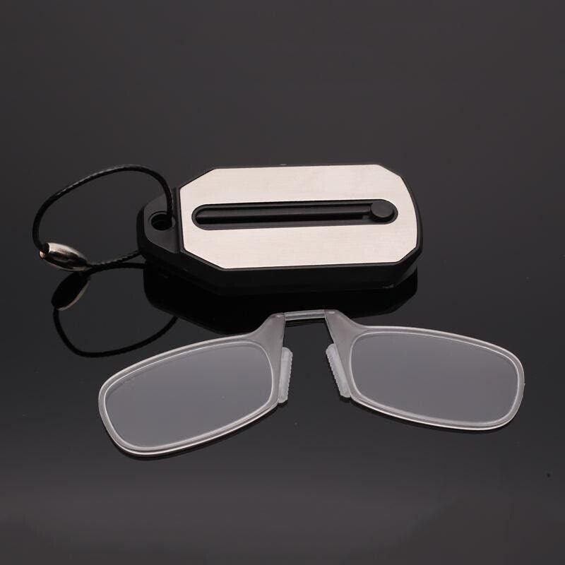 Nose Clip Glasses -  Portable Reading Glasses Rimless Wallet Key Chain Magnifying