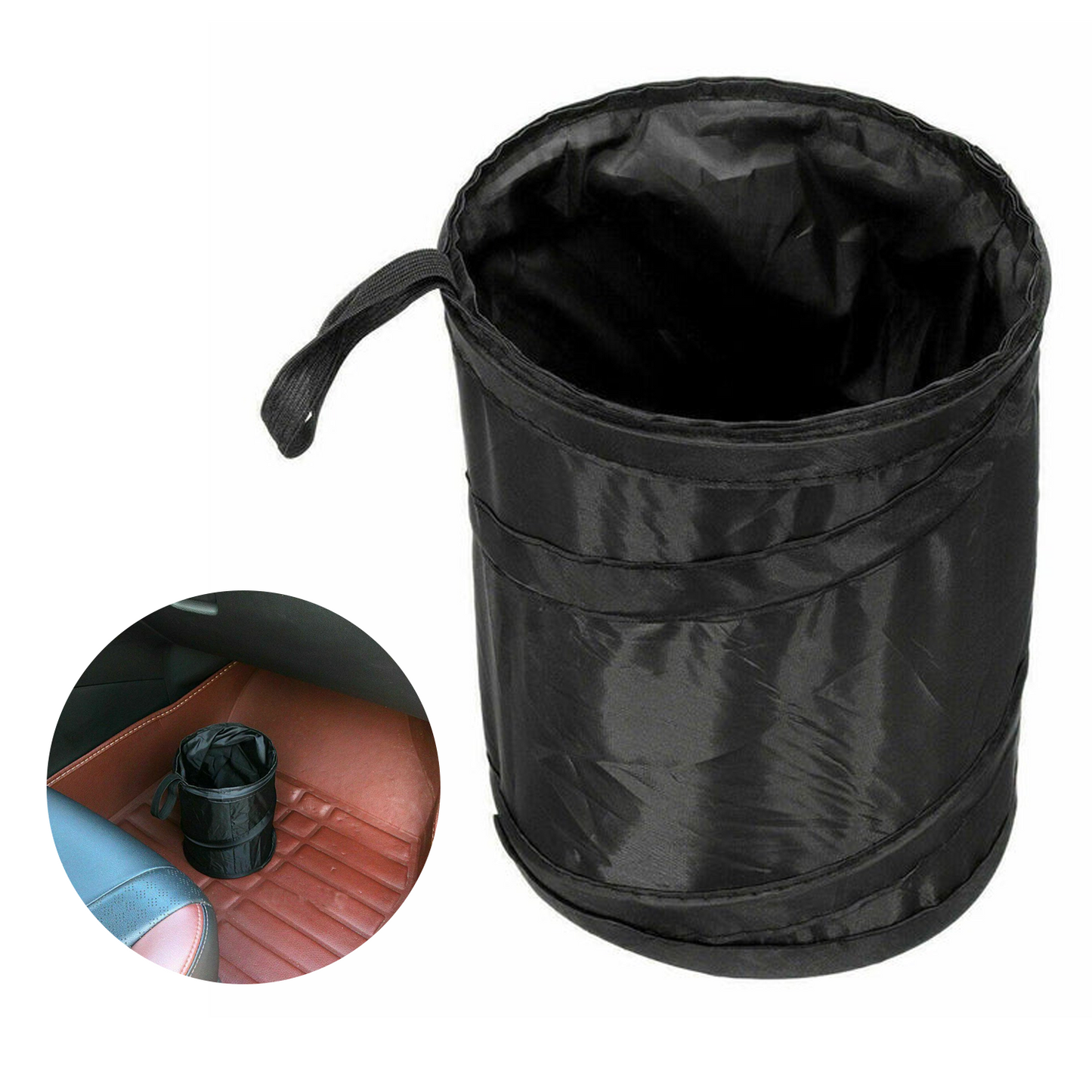 Mini Car Bin - Pop Up Black Storage Dustbin Foldable Travel Mini Rubbish Waste Basket