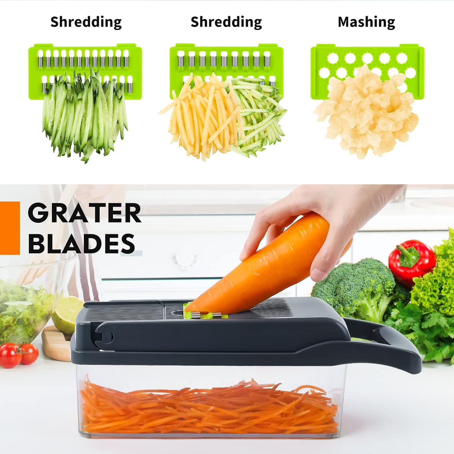 Vegetable Food Chopper – 16 in 1 Vegetable Chopper Fruit Salad Mandolin Slicer Food Dicer Cutter Peeler