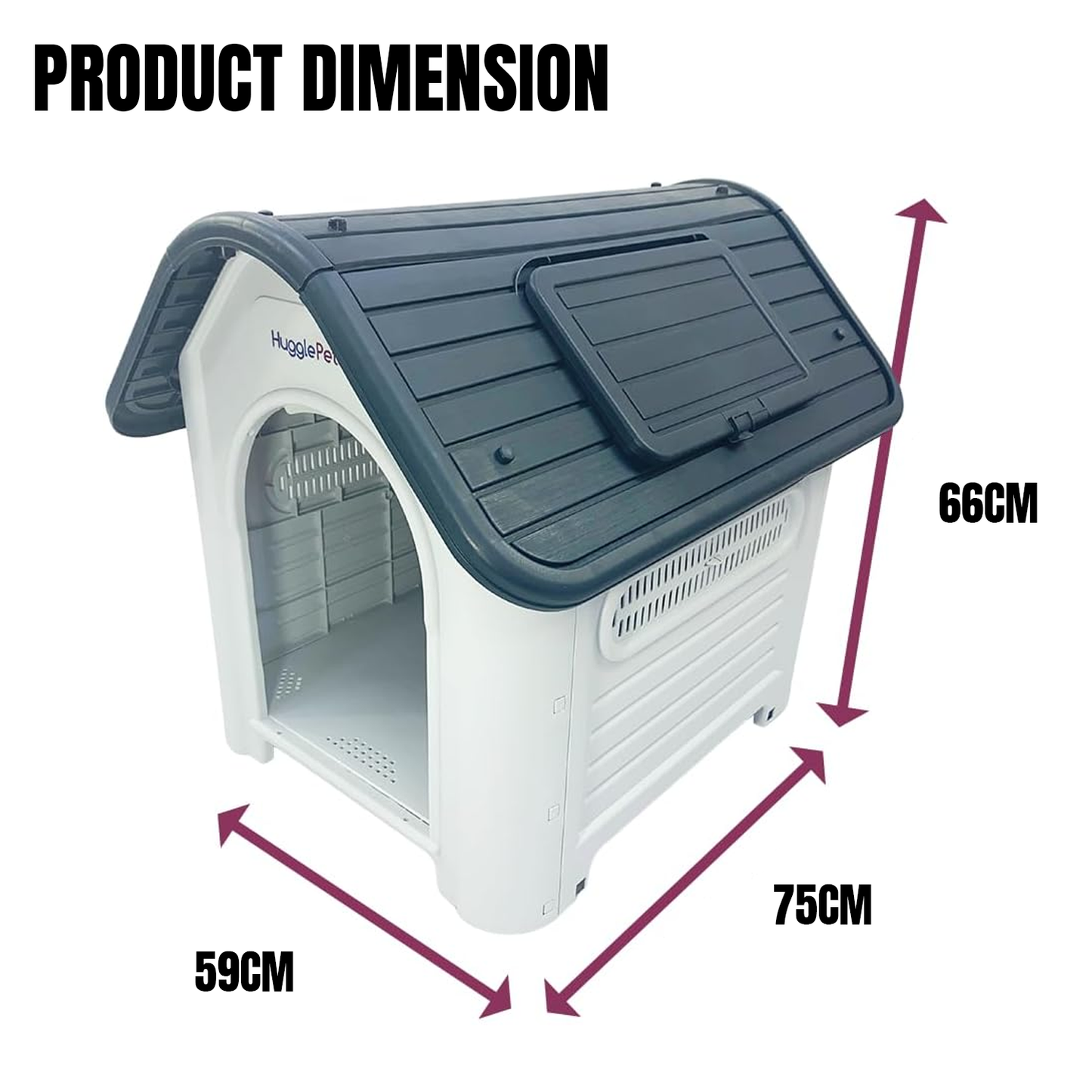 Plastic Dog Kennel – Weatherproof Outdoor Pet House for Small, Medium, and Large Dogs