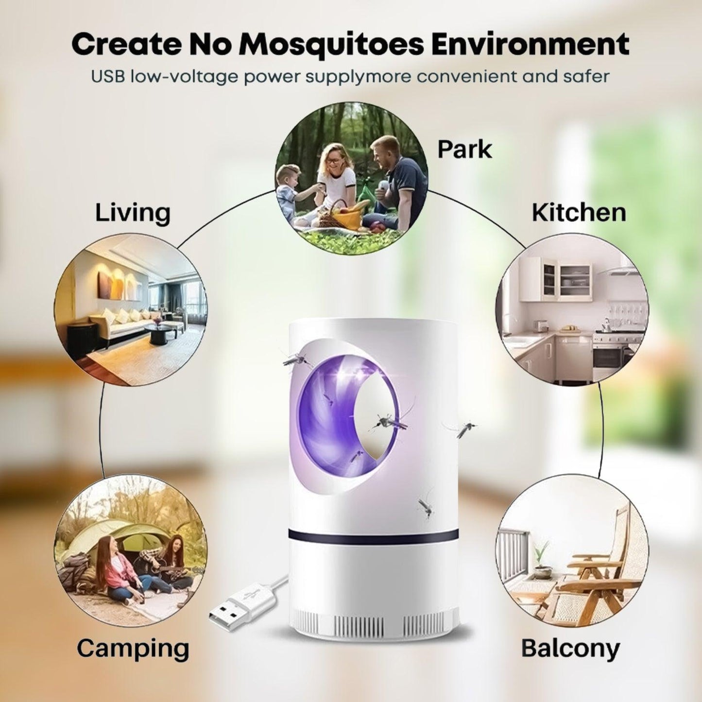 Mosquito Killer Lamp - 2X Electric USB Insect Mosquito Killer Bug Zapper Fly Pest Catcher Trap LED Lamp
