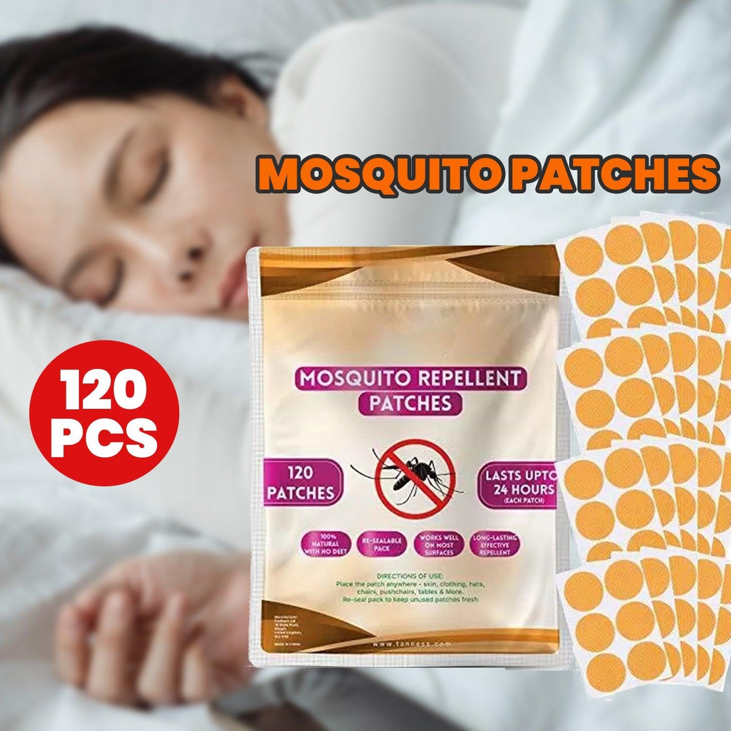 Mosquito Repellent Stickers - Mosquito Patches (x120) Natural Insect Repellent 24 Hours Protection