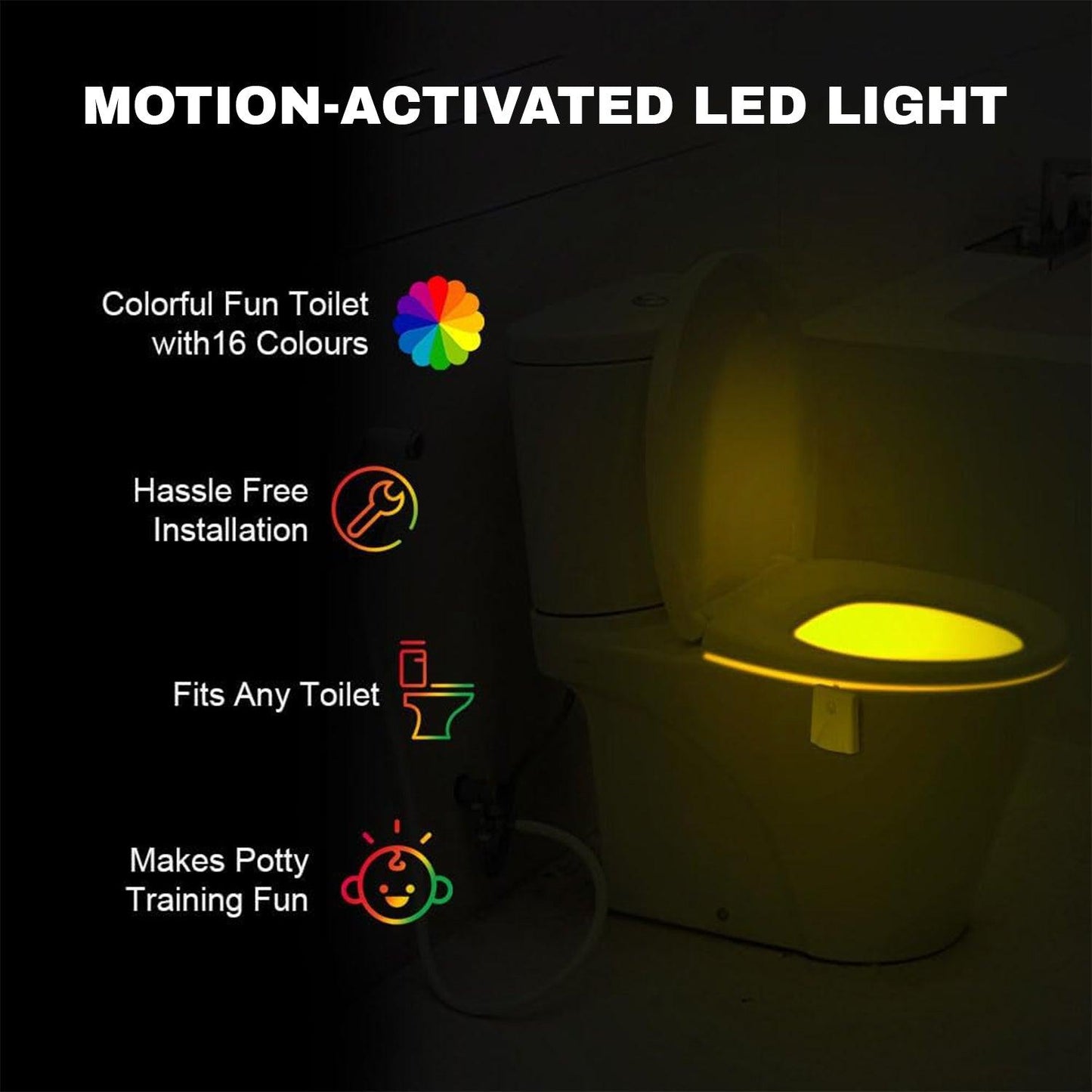 Toilet Sensor Light - RGB Multicolor Toilet Motion Activated Sensor LED Bathroom Seat Night Lamp