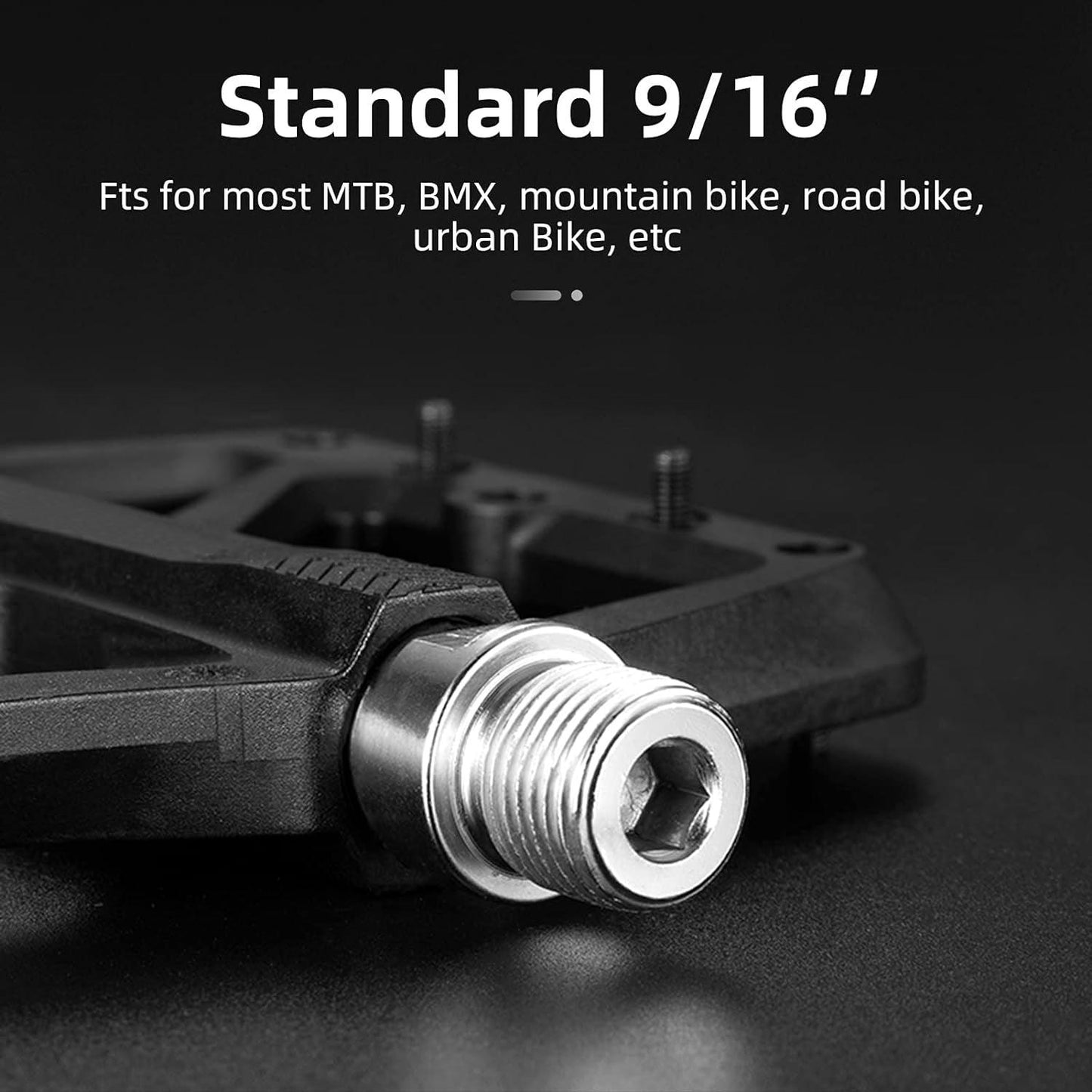 Pedals for Mountain Bike - West Biking MTB Bike Nylon Pedals Endure Light Flat Platform DU Bearing 9/16"