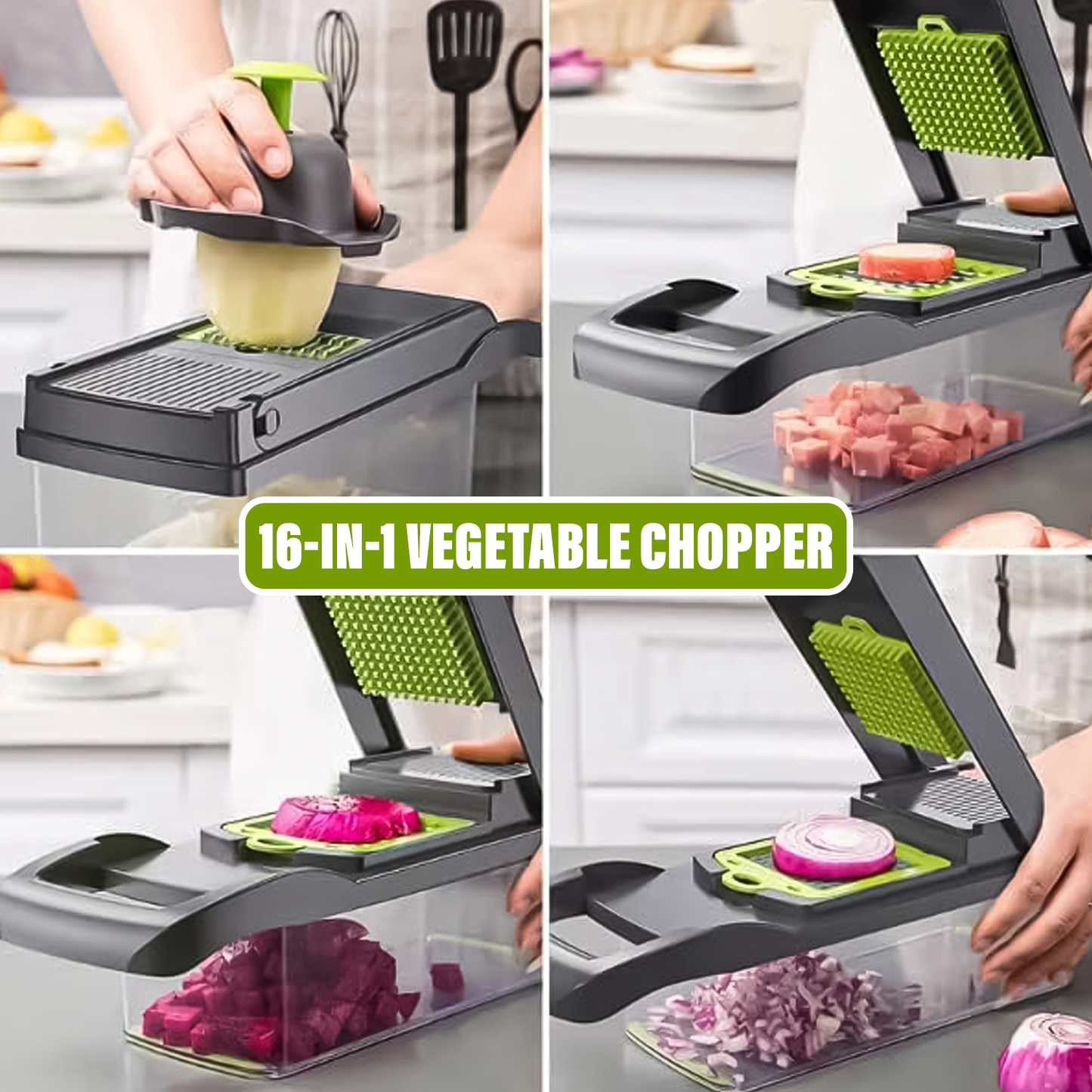 Vegetable Food Chopper – 16 in 1 Vegetable Chopper Fruit Salad Mandolin Slicer Food Dicer Cutter Peeler