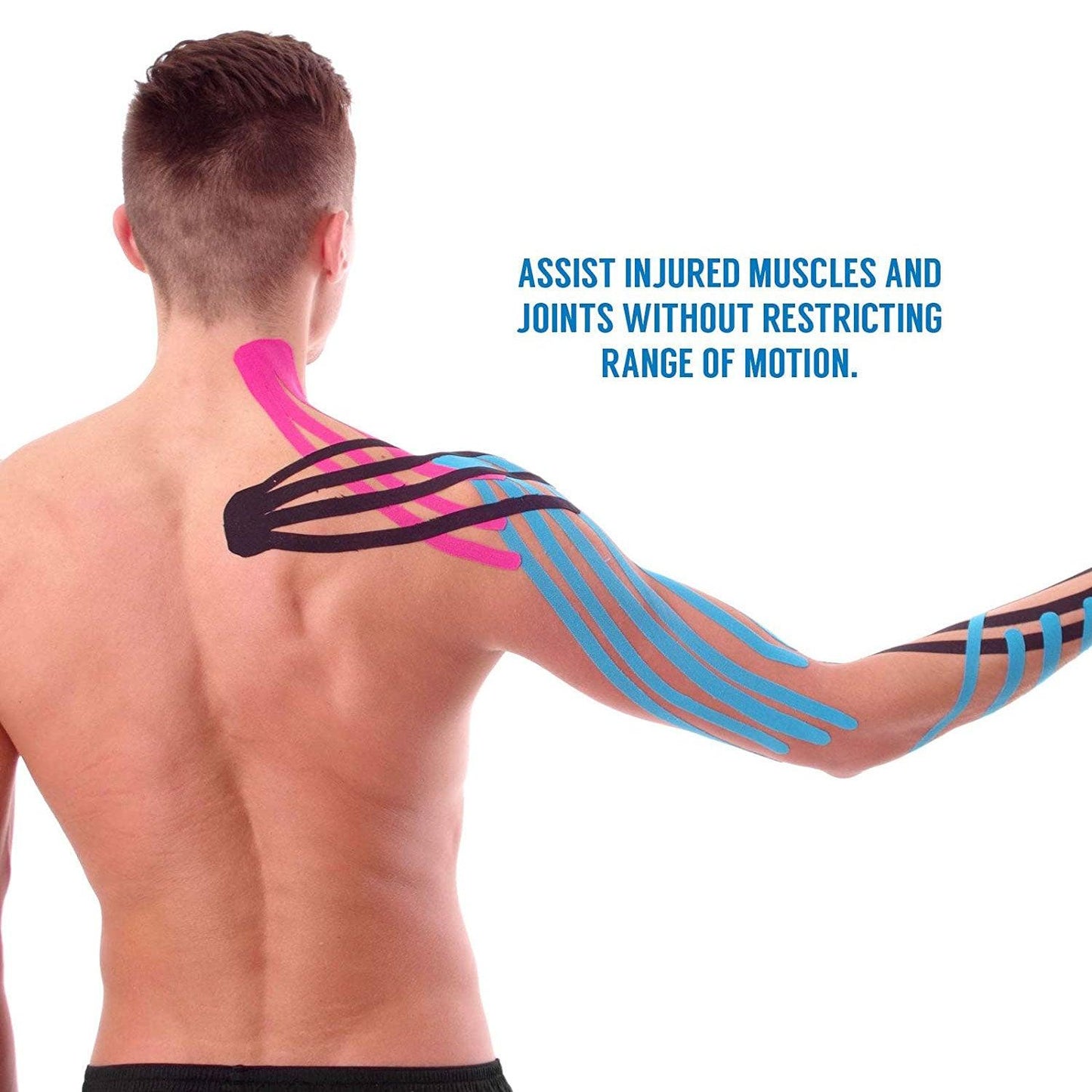 Muscle Kinesiology Tape - Physio Knee Support Recovery Muscle Sports Tape 5m Roll of Elastic Muscle Support Tape for Exercise, Sports & Injury Recovery