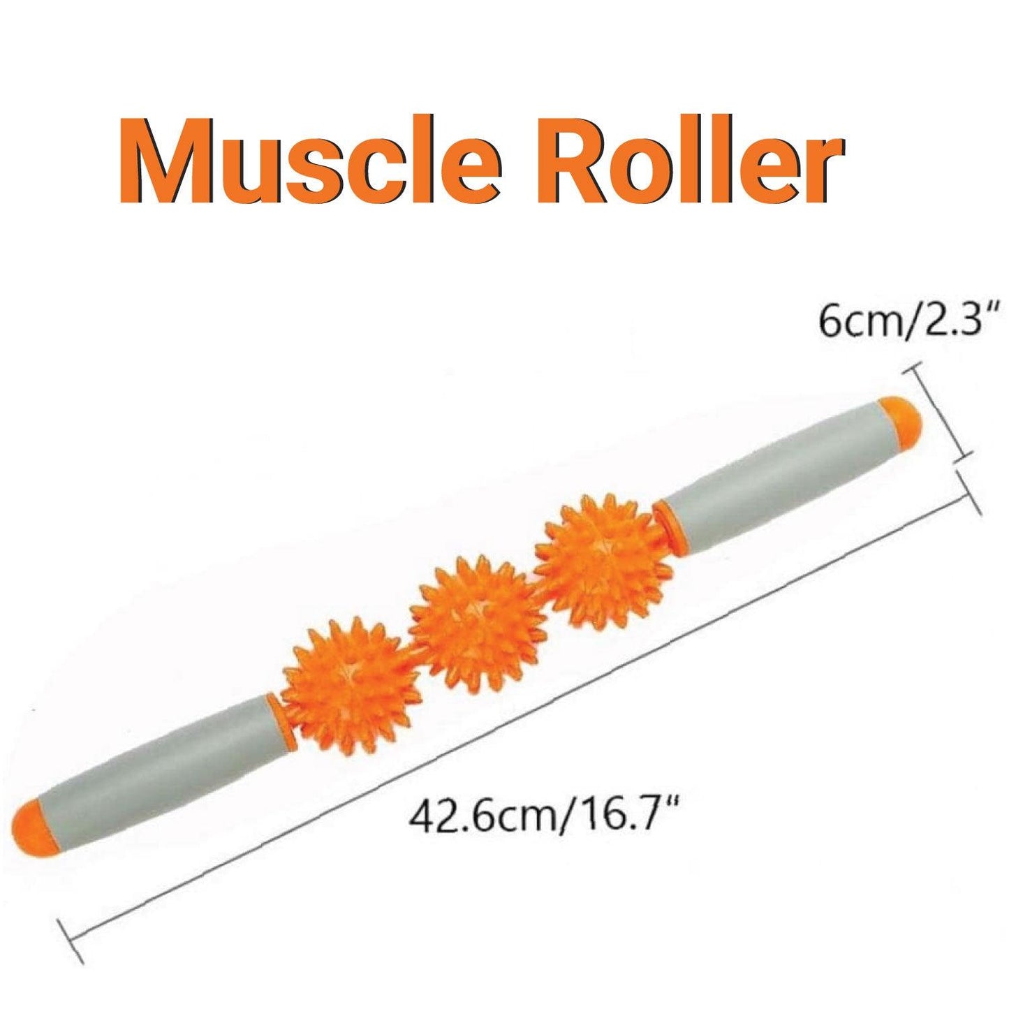 Roller Massage Stick - Cellulite Muscle Roller Stick with 3 Balls Blasting Release Deep Tissue Massager for Neck Leg Back Body