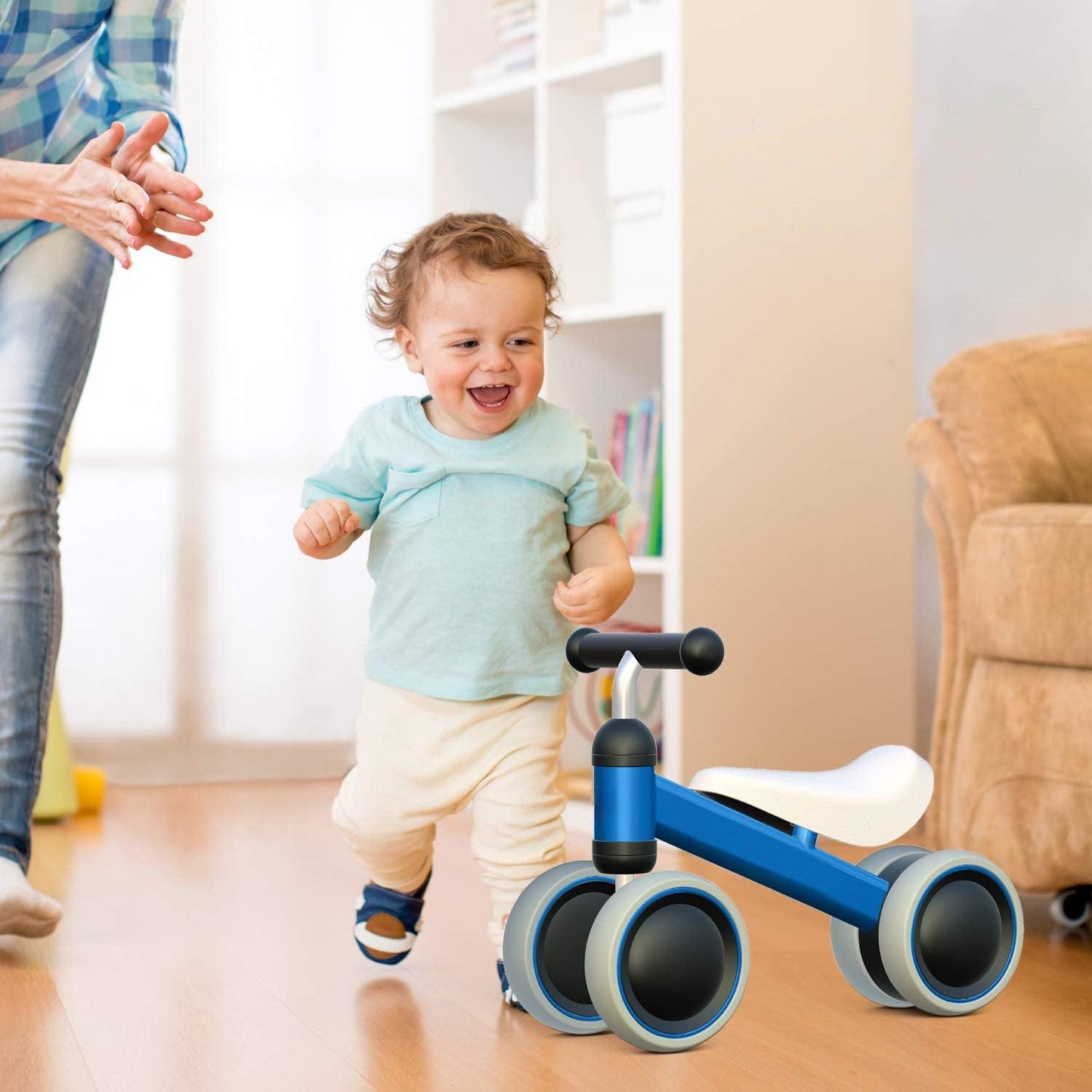 Toddler Balance Bike - Baby Bike Blue Kids Trike No Pedal Free Toddler For 1-2 Year Old