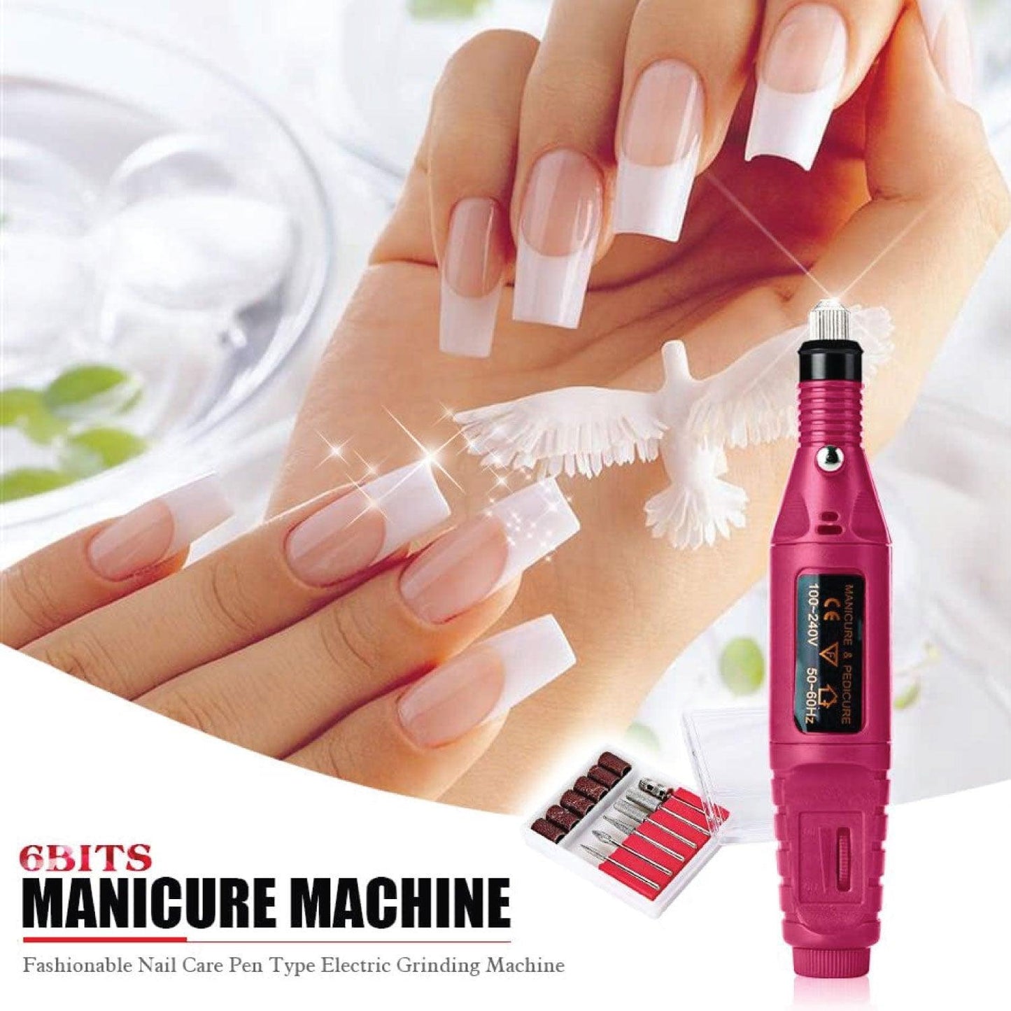 Electric Nail Files - Electric Nail Drill with 11 Drill Bits and Sanding Bands, 20000 RPM Adjustable Speed, Portable Nail Drills for Acrylic Nails