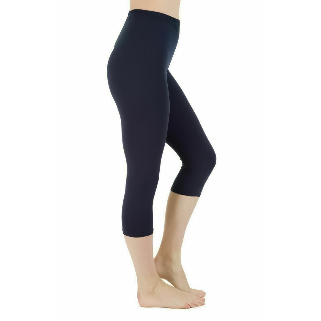 Gym Leggings for Ladies - Womens 3/4 Length Cropped Leggings Soft Cotton Active Wear Capri Pants Casual Fitness Pants