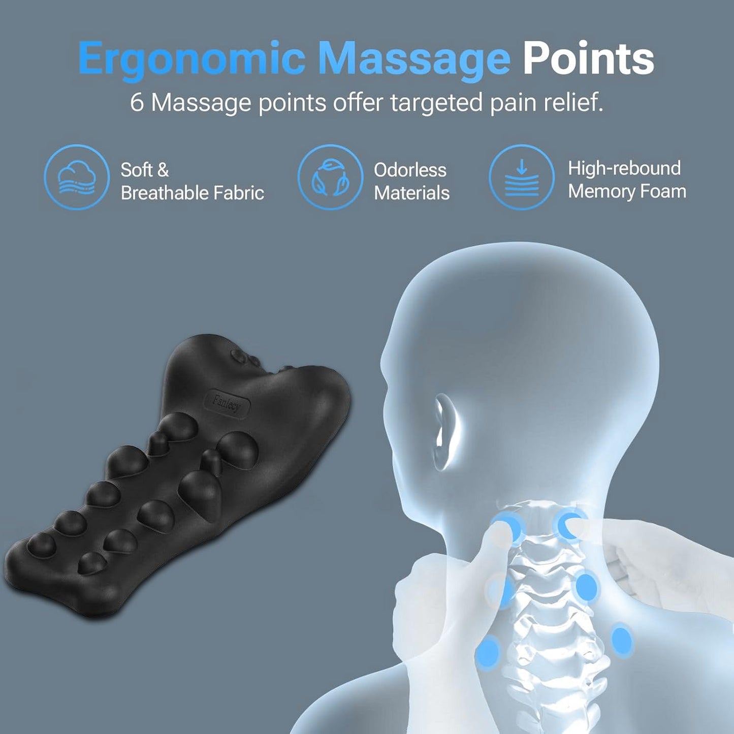 Neck Shoulder Massager - Upper Back Massager Cervical Traction Device Neck Stretcher For TMJ Pain Relief Cervical Spine Alignment Chiropractic Pillow