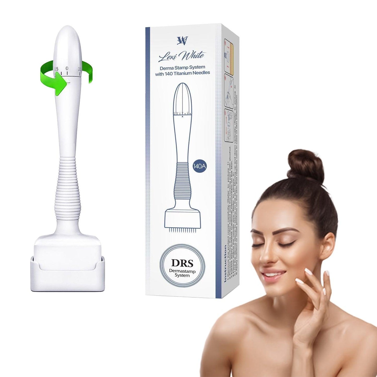 Derma Stamp Roller - Adjustable Roller 0-3mm Microneedle Anti Aging Therapy Face