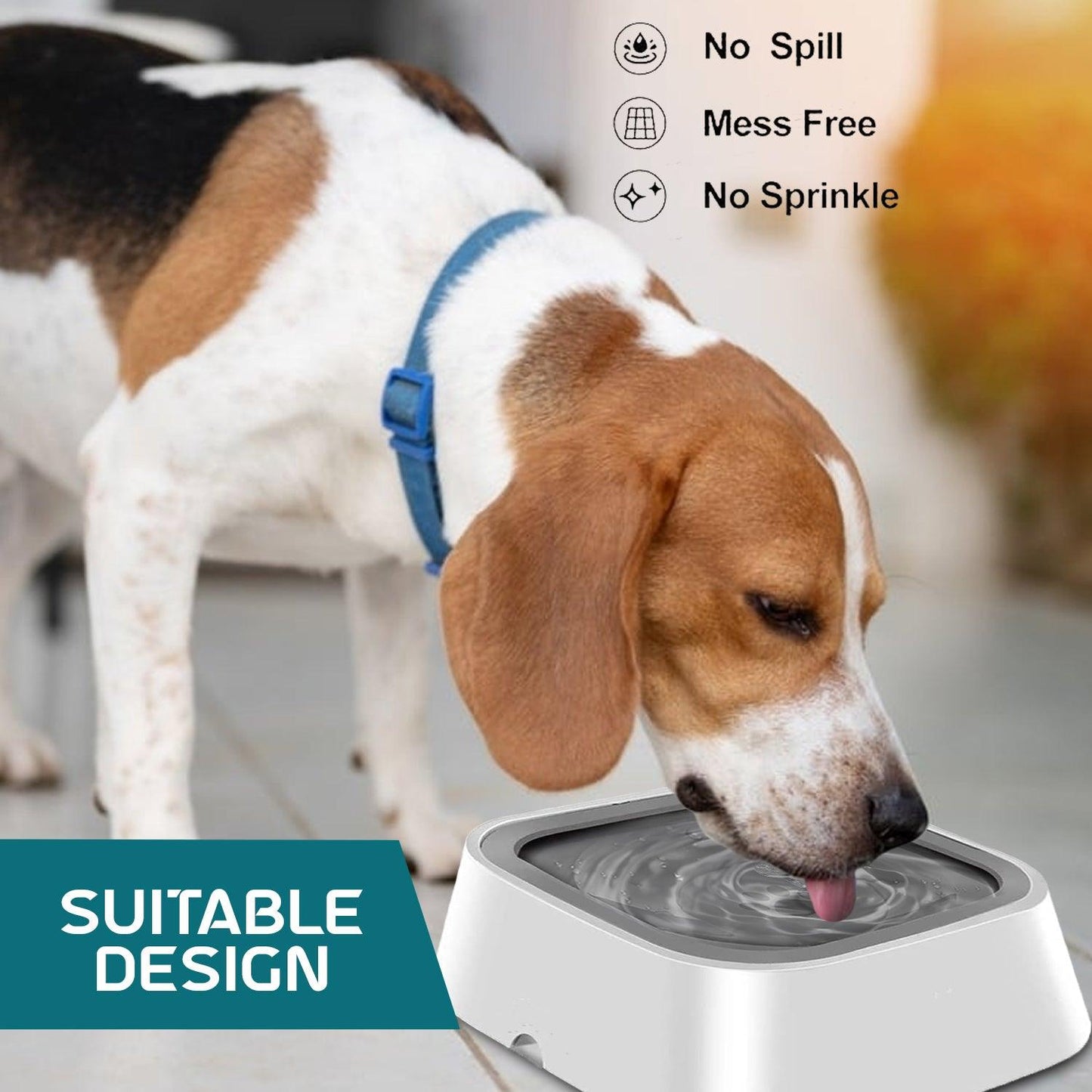 Non Spill Dog Water Bowls - 35oz Pet Water Bowl Splash Proof Dispenser Travel Portable Non Drip