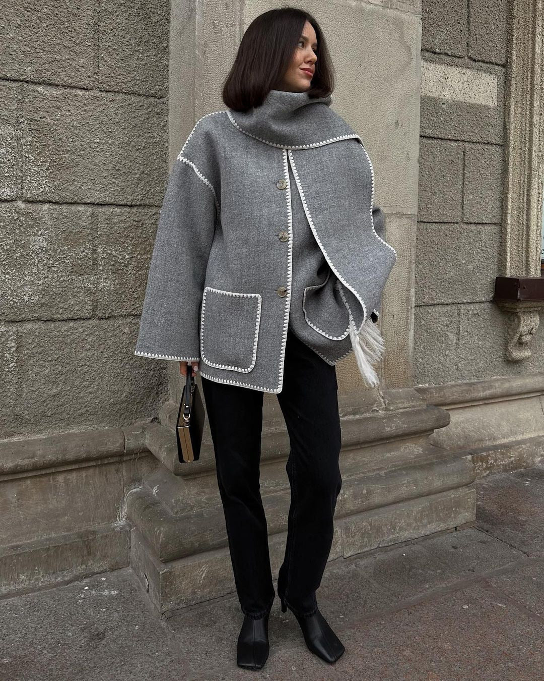 💥Hot Sale 50% OFF🔥Women’s Tassel Scarf Tweed Coat