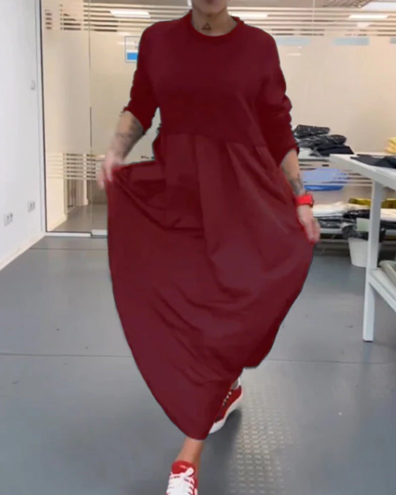 🍁50% off hot sale🔥Women’s Casual Round-neck Long-sleeve Dress