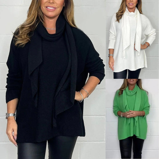 🔥HOT SALE 50% OFF🔥Casual Solid Color Basic Scarf Collar Tops